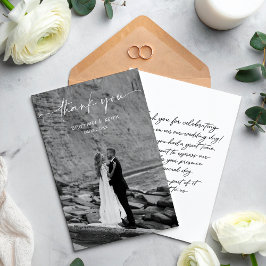 Cartão De Agradecimento Simple Script Modern Wedding Photo Thank You Card