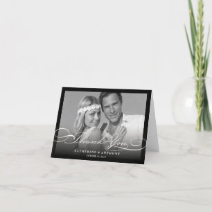 Cartão De Agradecimento Simple Stylish Thank You Script Wedding Photo Card