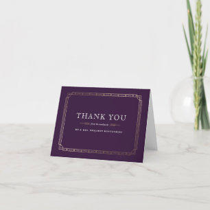 Cartão De Agradecimento Simple Vintage Plum Purple Gold Foil Wedding