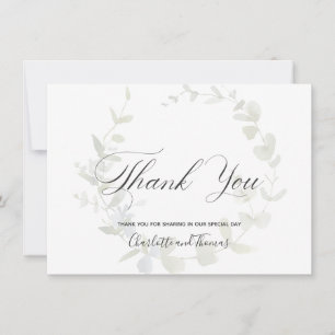 Cartão De Agradecimento Simple Wreath Greenere Casamento Obrigado