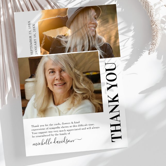 Cartão De Agradecimento Simples 2 Foto Funeral Obrigado Nota (Criador carregado)