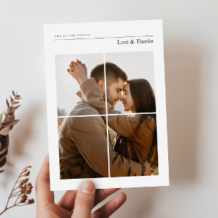 Cartão De Agradecimento Simples Agradecimentos Foto de Casamento Moderna