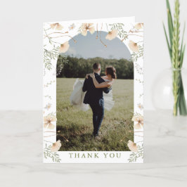 Cartão De Agradecimento Simples Arco de Flores Silvestres Foto Casamento
