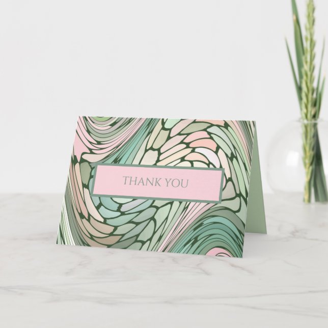 Cartão De Agradecimento Simples Bat Moderno Mitzvah Rosa e Verde (Frente)