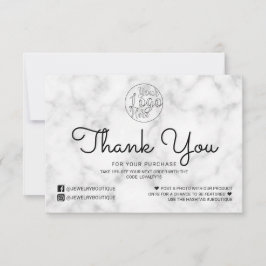Cartão De Agradecimento Simples Black Marble Customer Obrigado
