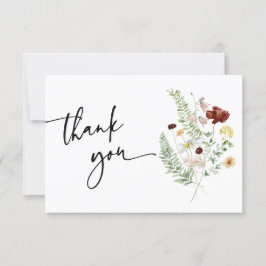 Cartão de Agradecimento Simples Boho Cute Wildflow