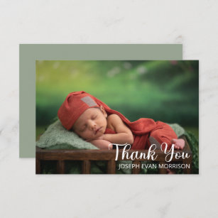 Cartão De Agradecimento Simples Chá de fraldas de Foto Minimalista Obrigad