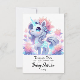Cartão De Agradecimento Simples Chá de fraldas Majestoso do Unicórnio