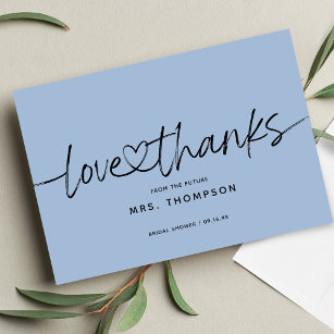 Cartão De Agradecimento Simples Chá de panela de Obrigados e Amor de Scrip
