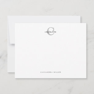 Cartão De Agradecimento Simples Clássico Minimalista Monogramado Cinza Cla
