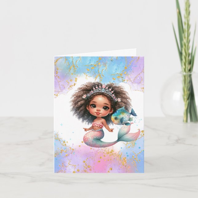 Cartão de Agradecimento Simples da Festa da Sereia (Frente)