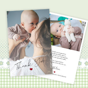 Cartão de agradecimento simples de bebê com 2 foto