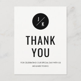 Cartão de agradecimento simples de círculo monocro
