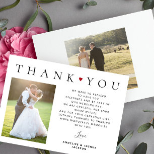 Cartão De Agradecimento Simples e elegante casamento fotográfico 2