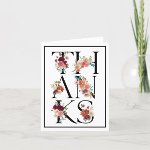 Cartão De Agradecimento Simples Elegante Aquarela Floral