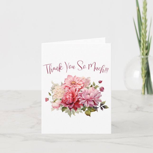 Cartão De Agradecimento Simples Elegante Aquarela Floral (Frente)