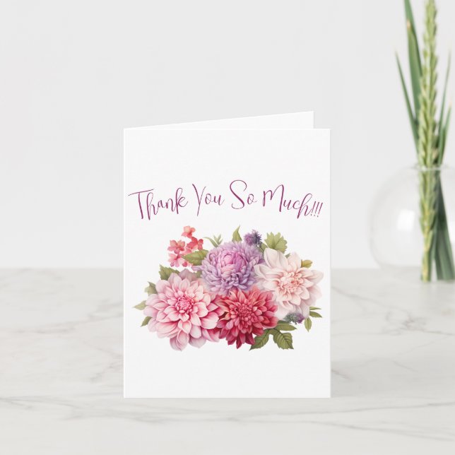 Cartão De Agradecimento Simples Elegante Aquarela Floral (Frente)