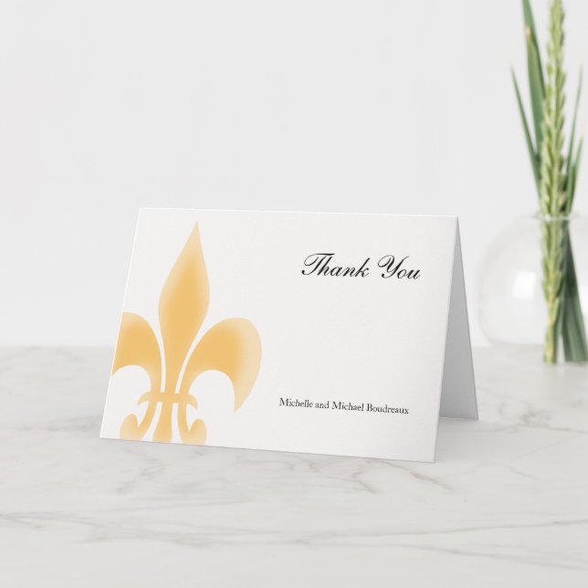Cartão De Agradecimento Simples Elegante Fleur de Lis Obrigado (Frente)