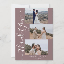 Cartão De Agradecimento Simples Elegante Modern Script 6 fotos casamento d