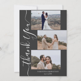 Cartão De Agradecimento Simples Elegante Modern Script 6 fotos casamento d