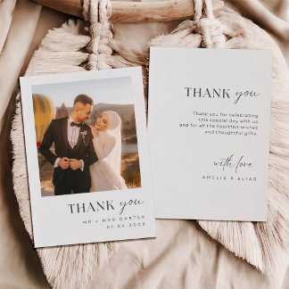 Cartão De Agradecimento Simples Elegantes Fotos Casamento Obrigado