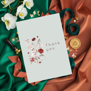 Cartão De Agradecimento Simples Floral Aquarela Cinza-Rocha