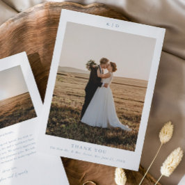 Cartão De Agradecimento Simples Fotos de Casamento Azul Empoeirado Elegant