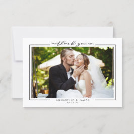 Cartão De Agradecimento Simples Fotos de Casamento Elegantes