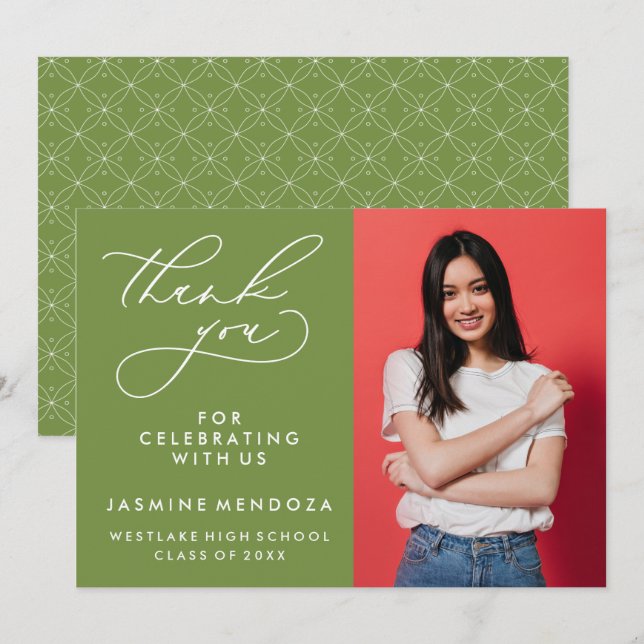 CARTÃO DE AGRADECIMENTO SIMPLES GRADUAÇÃO DE CALIBRAFIA BRANCA OBRIGADA (Frente/Verso)