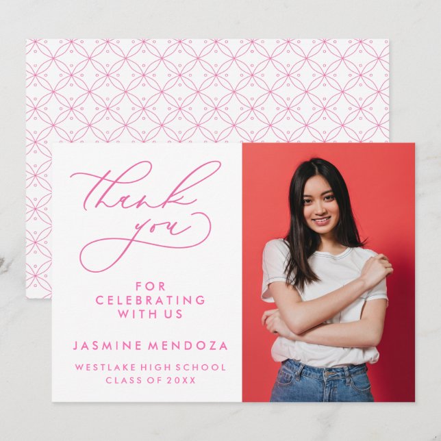 CARTÃO DE AGRADECIMENTO SIMPLES GRADUAÇÃO DE CALIBRAFIA BRANCA OBRIGADA (Frente/Verso)