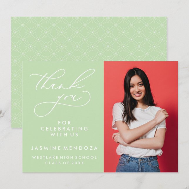 CARTÃO DE AGRADECIMENTO SIMPLES GRADUAÇÃO DE CALIBRAFIA BRANCA OBRIGADA (Frente/Verso)