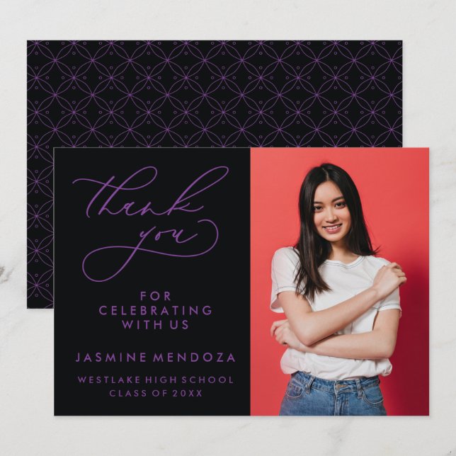 CARTÃO DE AGRADECIMENTO SIMPLES GRADUAÇÃO DE CALIBRAFIA BRANCA OBRIGADA (Frente/Verso)