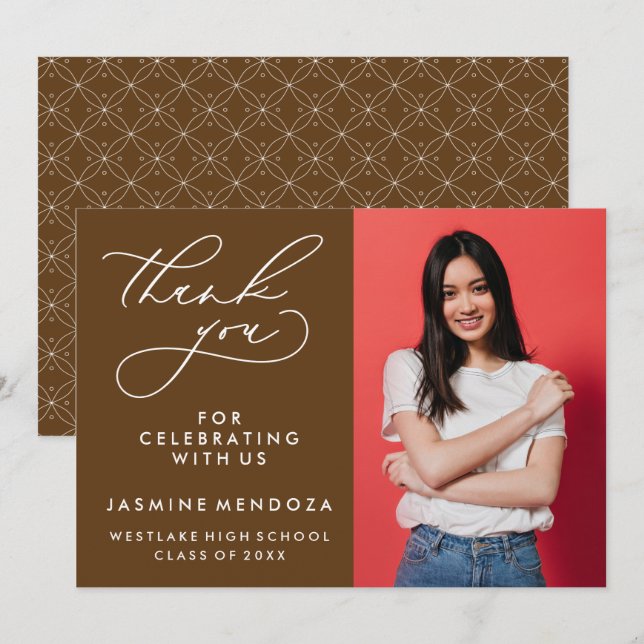 CARTÃO DE AGRADECIMENTO SIMPLES GRADUAÇÃO DE CALIBRAFIA BRANCA OBRIGADA (Frente/Verso)