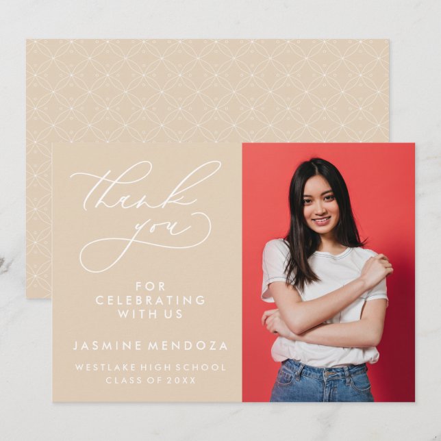 CARTÃO DE AGRADECIMENTO SIMPLES GRADUAÇÃO DE CALIBRAFIA BRANCA OBRIGADA (Frente/Verso)