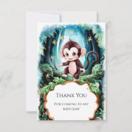 Cartão De Agradecimento Simples Macaco Fofo de Aniversário