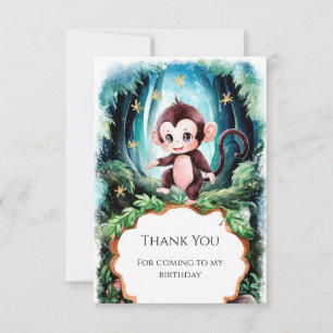Cartão De Agradecimento Simples Macaco Fofo de Aniversário