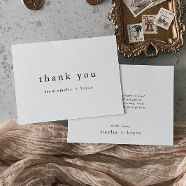 Cartão De Agradecimento Simples minimalista branco preto único EMELIA