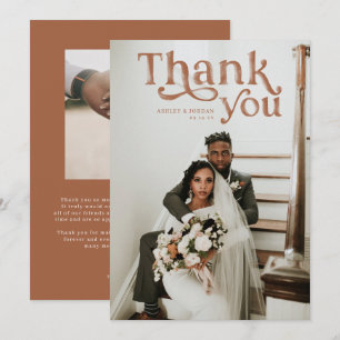 Cartão De Agradecimento Simples Modern Boho   Foto de casamento Obrigado