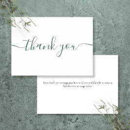 Cartão De Agradecimento Simples Moderno Esmeralda Verde Script Burgundy