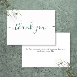 Cartão De Agradecimento Simples Moderno Esmeralda Verde Script Burgundy