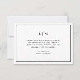 Cartão De Agradecimento Simples Monograma Simples Simpatia Funeral Preta e