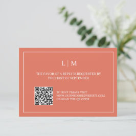 Cartão De Agradecimento Simples Monograma Terracotta QR Wedding RSVP Card