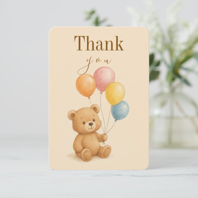 Cartão de agradecimento simples para aniversário c (Em pé/Frente)