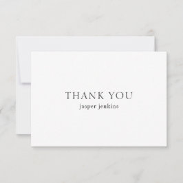 Cartão De Agradecimento Simples preto e branco Mínimo Moderno