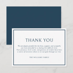 Cartão De Agradecimento Simples Quadro Azul Escuro Funeral Simpatia