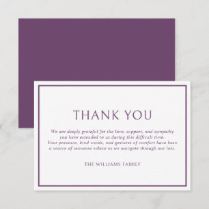 Cartão De Agradecimento Simples Quadro Roxo Clássico Funeral Simpatia