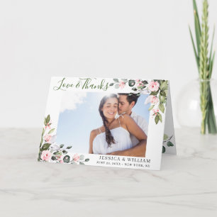 Cartão De Agradecimento Simples Rosas Eucalipto Elegantes Bege Foto