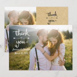 Cartão De Agradecimento Simples Russo Escrita Manuscrita Foto de Casamento