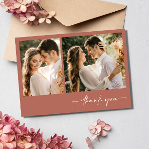 Cartão De Agradecimento Simples Terracotta Dois Casamento Fotográfico Obri