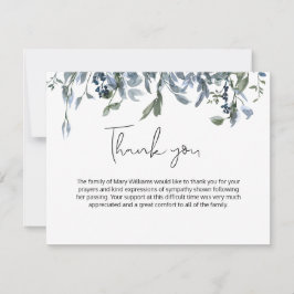 Cartão De Agradecimento Simples Verde Floral Funeral Obrigado